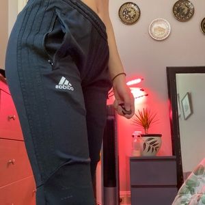 Black striped adida track pants